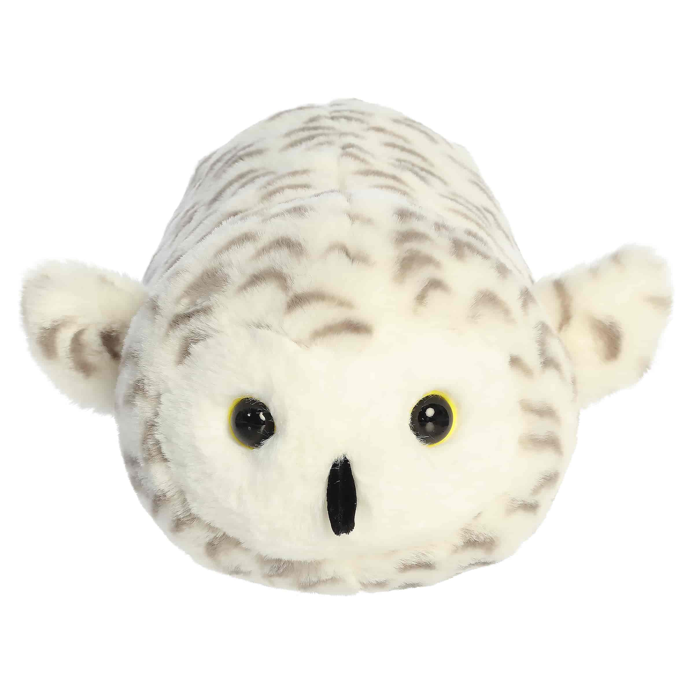 Round white snowy owl plush with soft facial details
