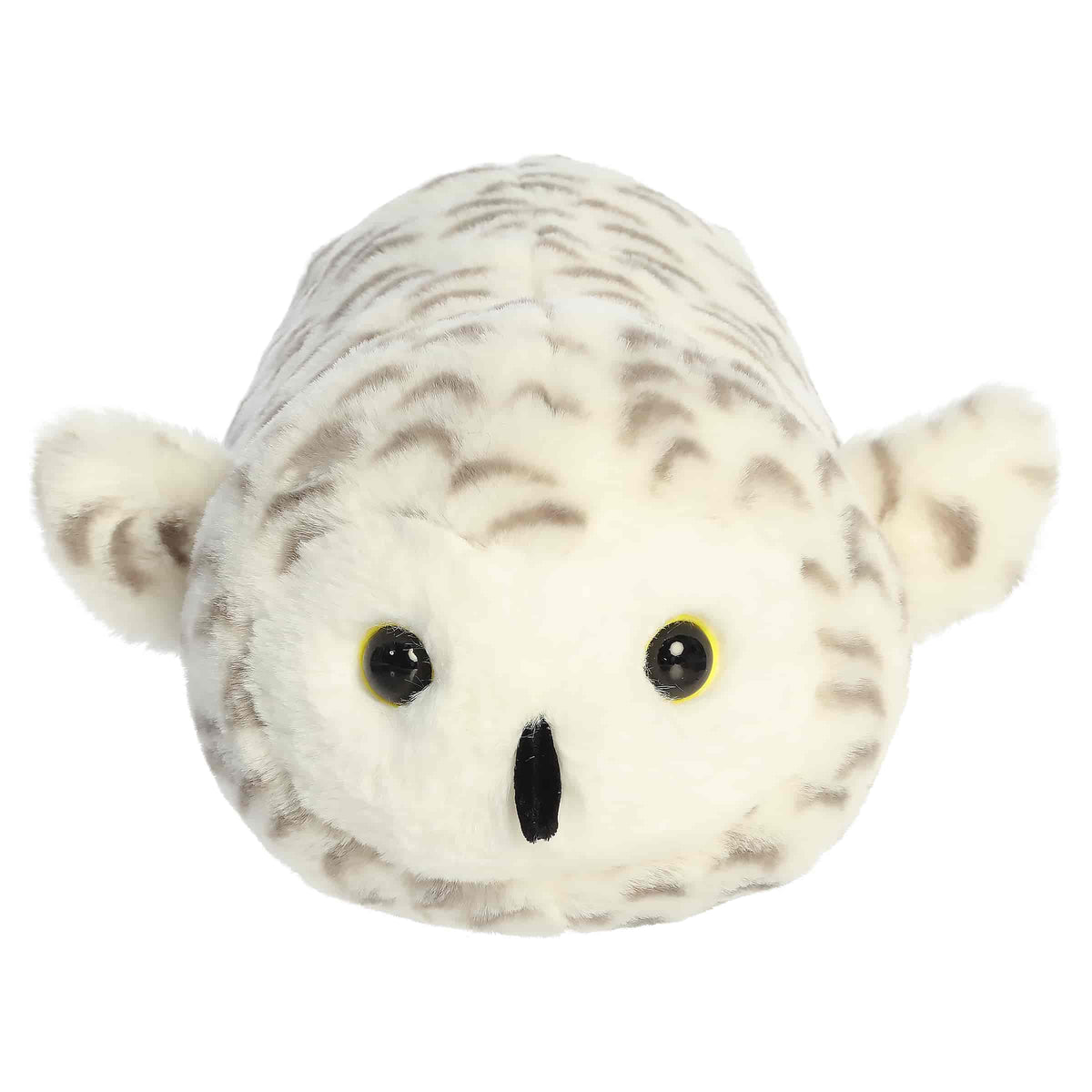 Round white snowy owl plush with soft facial details