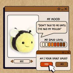 A spudsters product card for the spring Bee plush by Aurora