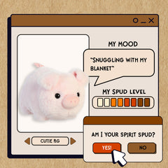 A spudsters product card for the cutie pig plush by Aurora