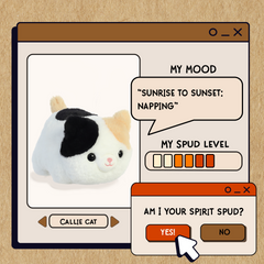 A spudsters product card for the callie cat plush by Aurora