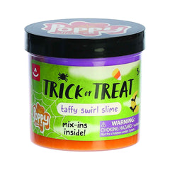 Halloween-themed Trick or Treat Slime from Poppy Slime Co., filled with fun mix-ins for sensory play.