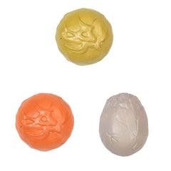 Set of three Dino Fossils + Egg Squishy Balls from Aurora Toys’, featuring unique dinosaur fossil imprints