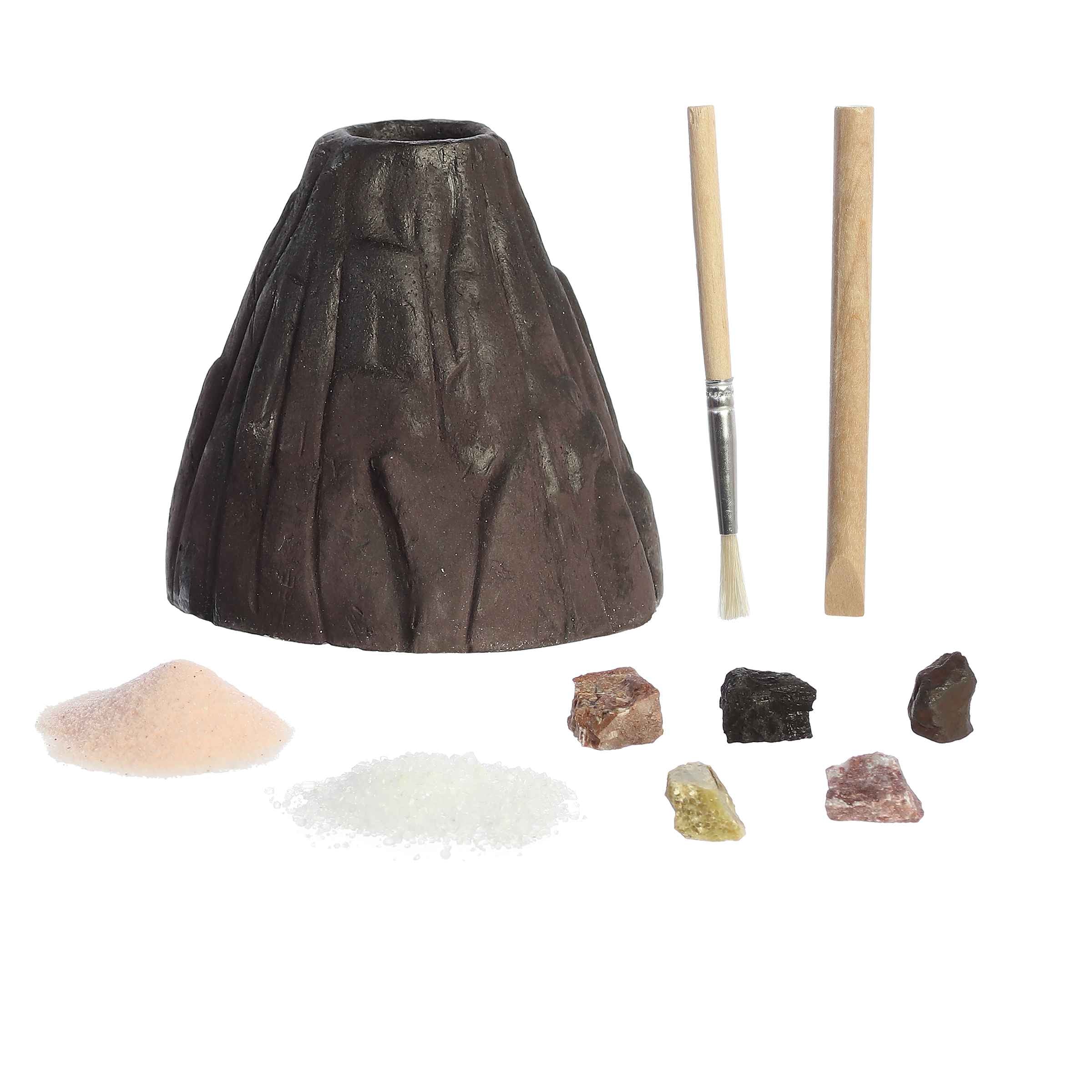 Epiphany STEM Labs Deep Space Erupt & Dig Volcano set, featuring a volcano model, space-themed chemical eruption materials