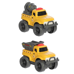 A two-piece Construction Truck Duo toy set in eco-friendly wheat straw hybrid material with smooth matte texture