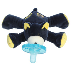 A WubbaNub bear pacifier plush from Aurora with Milwaukee Brewers team logo details.