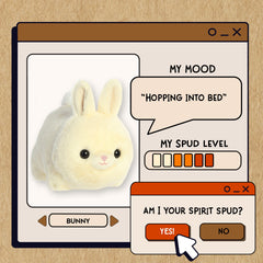 A spudsters product card for the spring Bunny plush by Aurora