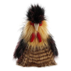 Luxurious Jacques Rooster plush in golden, brown, black, and red hues, embodying elegance and sophistication for collectors.