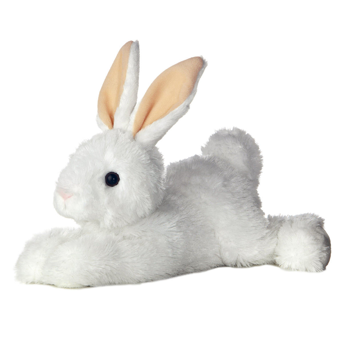 Chastity bunny plush from Flopsie, exuding tranquility and realism with her soft white fur