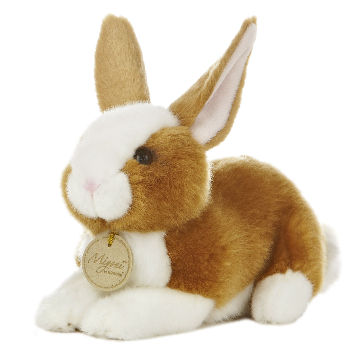 Dutch Rabbit plush from Aurora's Miyoni, showcasing detailed white and brown fur