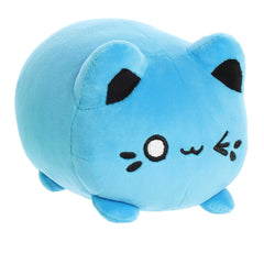 Expressive Electric Blue Meowchi from Tasty Peach, winking and ready to be your vibrant, cuddly cat plush companion.