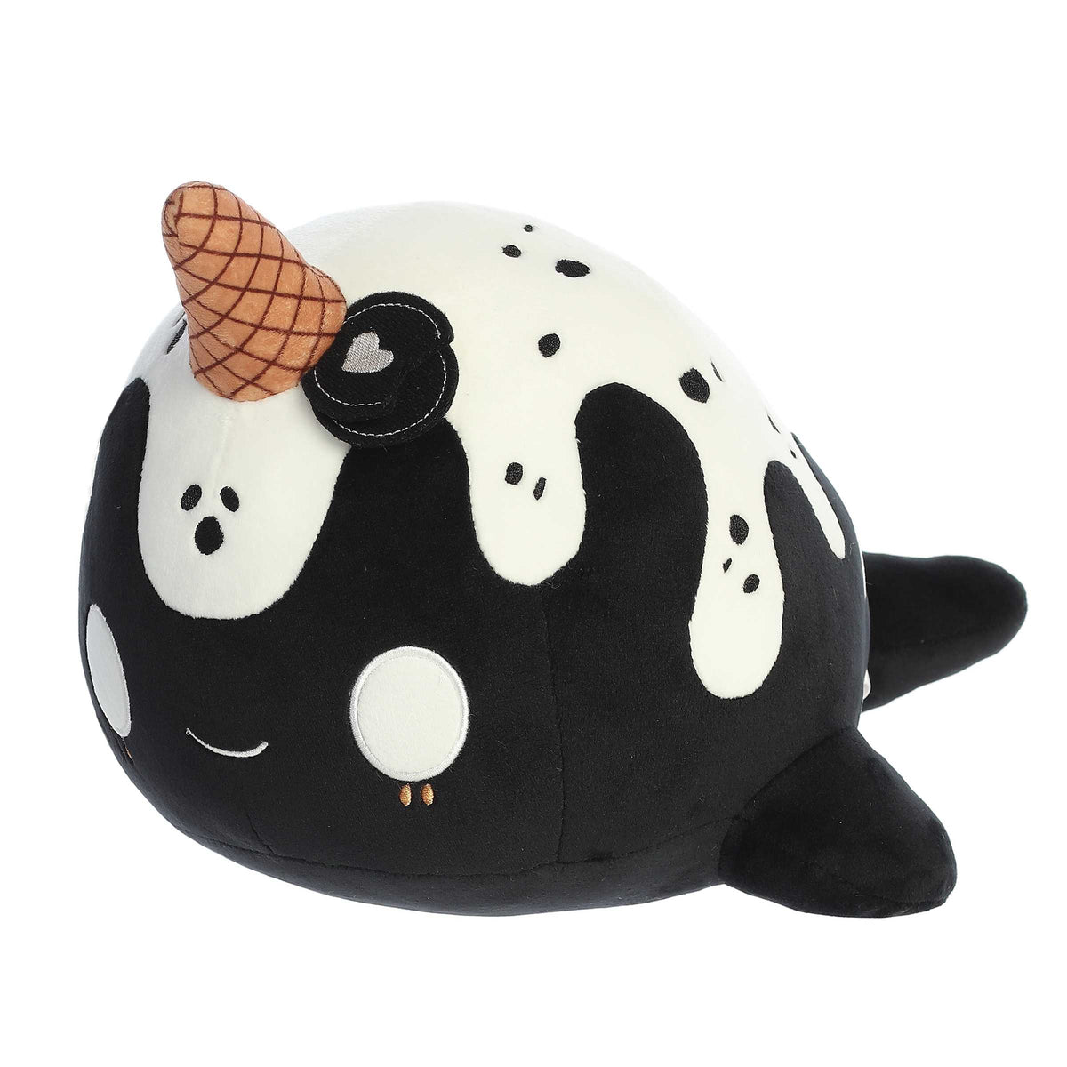 iscream mini squishem narwhal plushie bubble gum scented backpack clip Aurora World Plush - Tasty Peach with kind eyes and a gentle smile Squishems Bag Clips & Charms