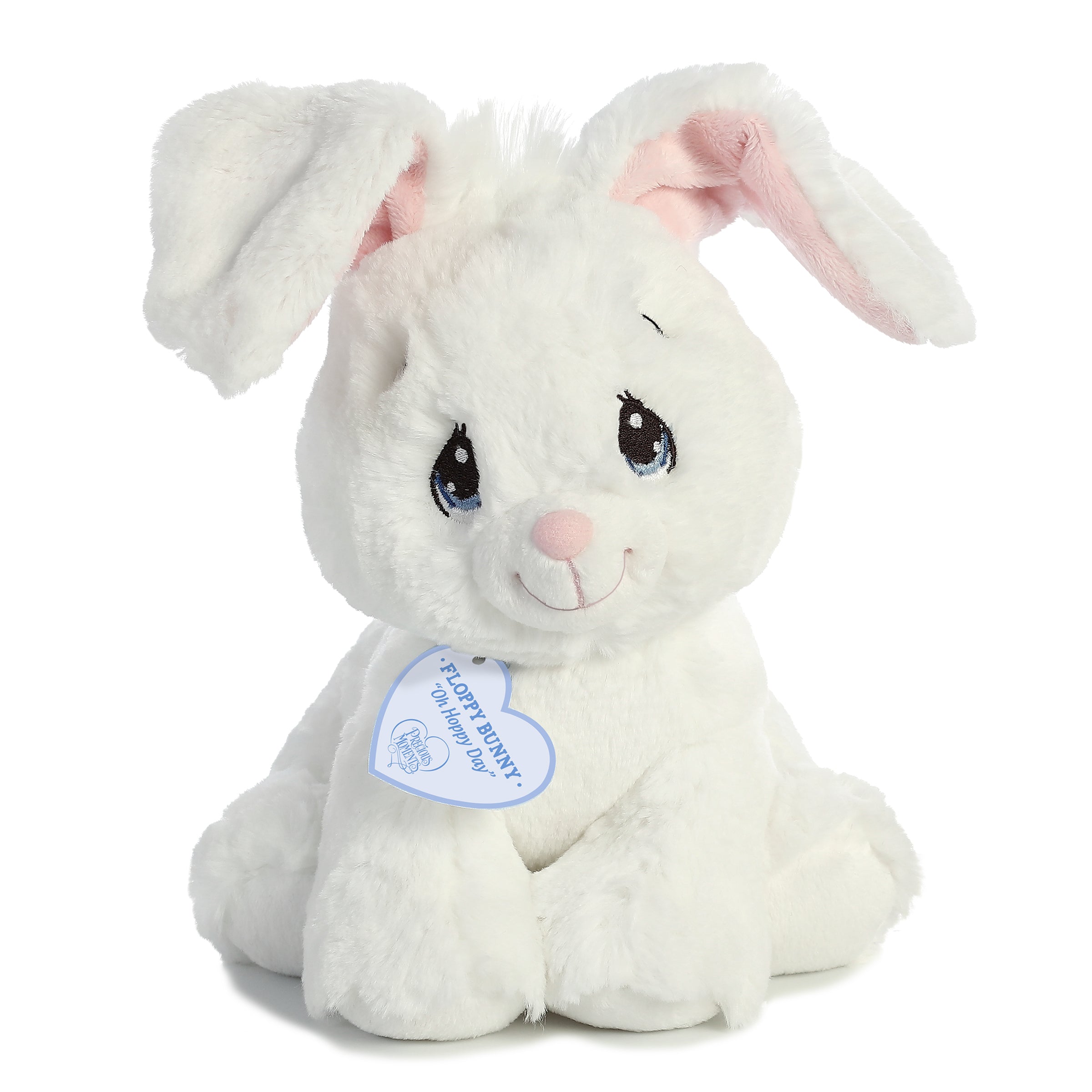 White Floppy Bunny plush from Precious Moments, soft tan fabric, detailed for comfort and memory-making