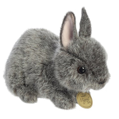 Miyoni Netherland Dwarf Bunny Plush by Aurora, realistic grey fur for bunny enthusiasts and gifting.