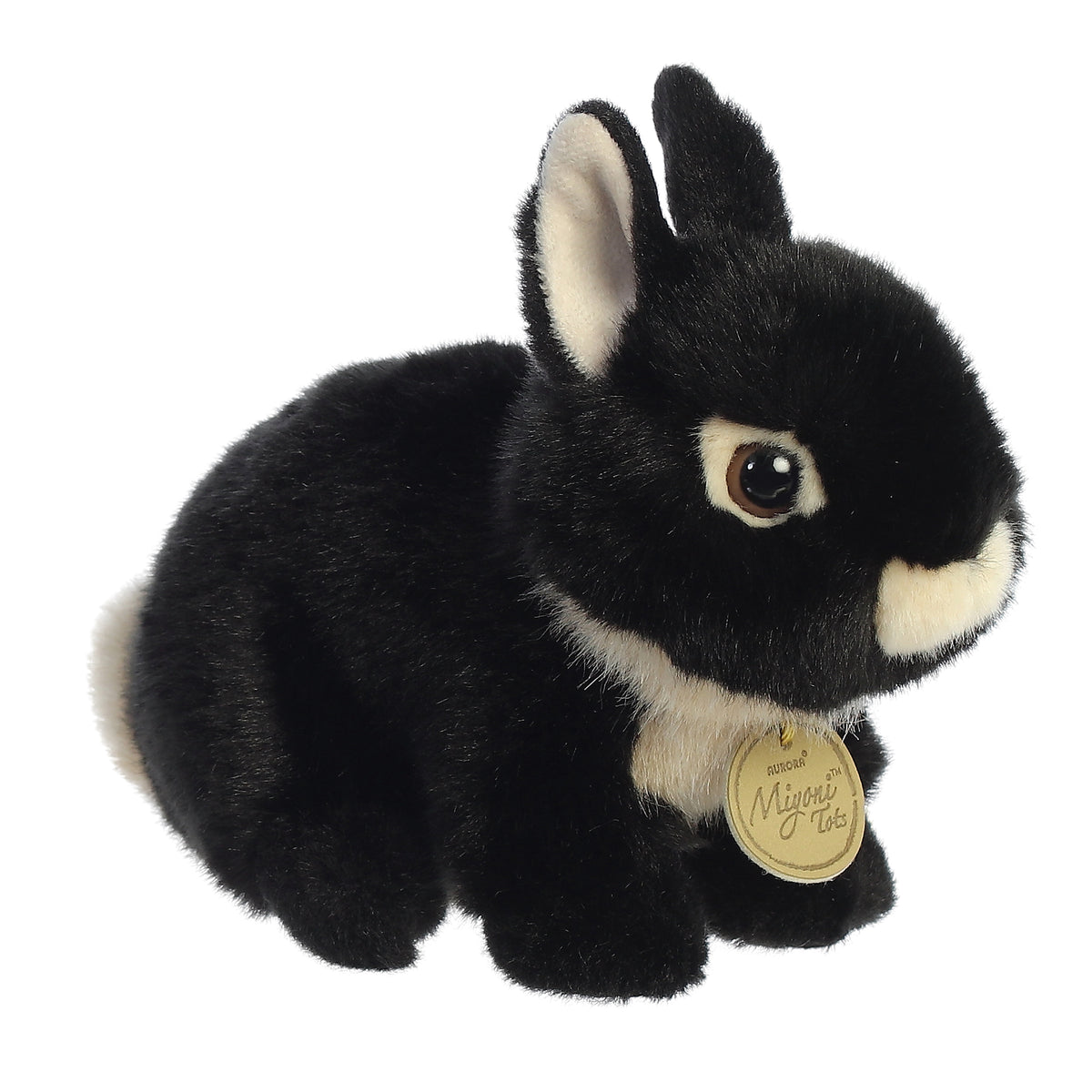 Miyoni Netherland Dwarf Bunny Plush by Aurora, realistic black fur for bunny enthusiasts and gifting.