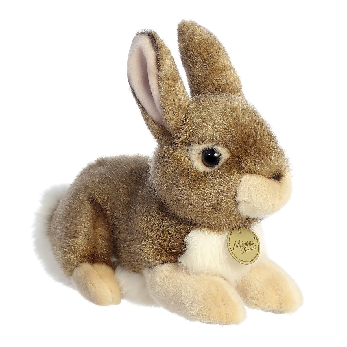 Miyoni Eastern Cottontail Rabbit Plush, soft brown fur and attentive brown eyes