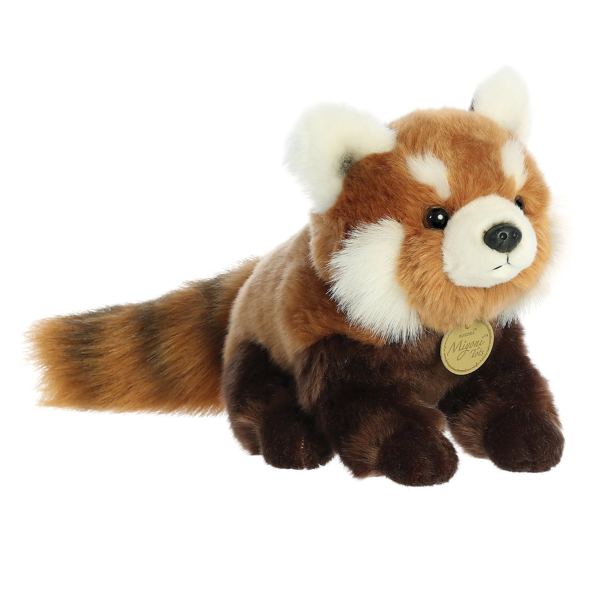 Red Panda Cub plush with golden red fur, dark brown legs, and charming white facial accents while having a realistic nose!