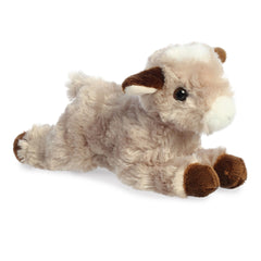 Paisley Goat plush from Mini Flopsie™, fluffy beige fur, brown features, embodies warmth, ideal for hugs and adding whimsy.
