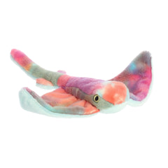 Vibrant Rainbow Sting Ray plush featuring a stunning display of every rainbow hue, part of the Mini Flopsie collection.