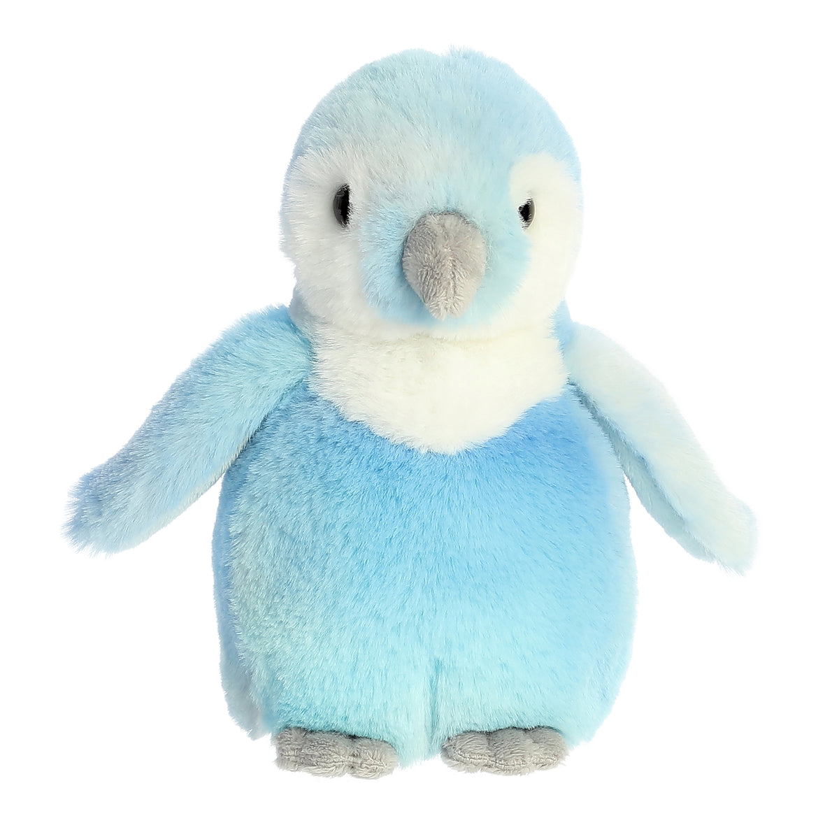 Adorable Rainbow Baby Penguin plush showcasing a spectrum of blue hues and a bright white face, embodying enchanting charm.