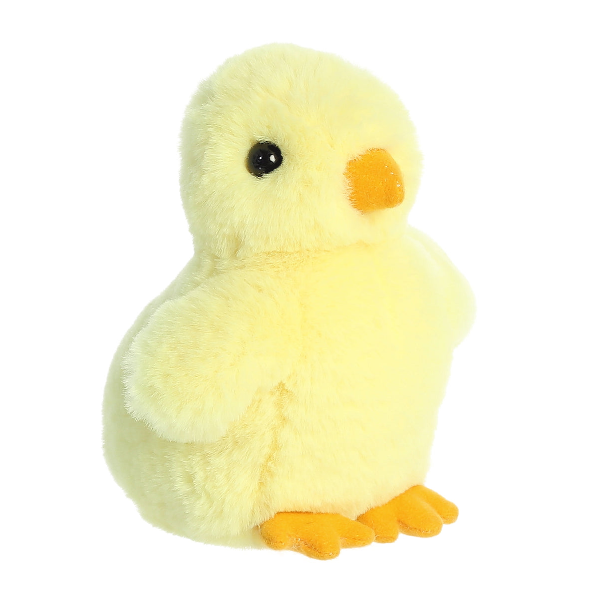 Bright yellow cheeky chick stuffed animal plush with a vibrant orange beak and feet for extra cheerful cuddles.