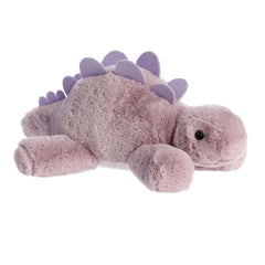 Light purple Stegosaurus plushie with dark purple spikes, inviting fun and imaginative play in its comfy, cute resting pose.