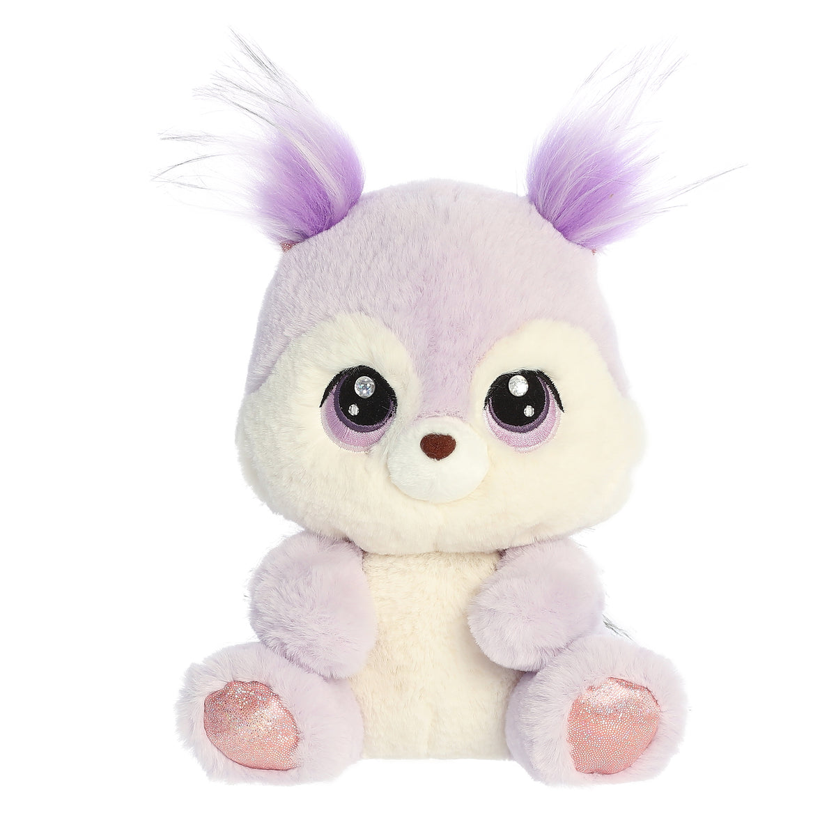 Lavender Squirrel plush with sparkling footpads, jeweled eyes, and a bushy tail from Aurora's Enchanted collection