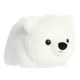 Adorable round white polar bear stuffed animal with stubby arms and legs and a big black nose and eyes.