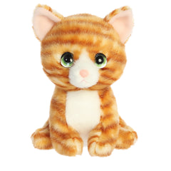 Orange Tabby plush with vibrant orange stripes and shimmering eyes, part of the Petites collection by Aurora