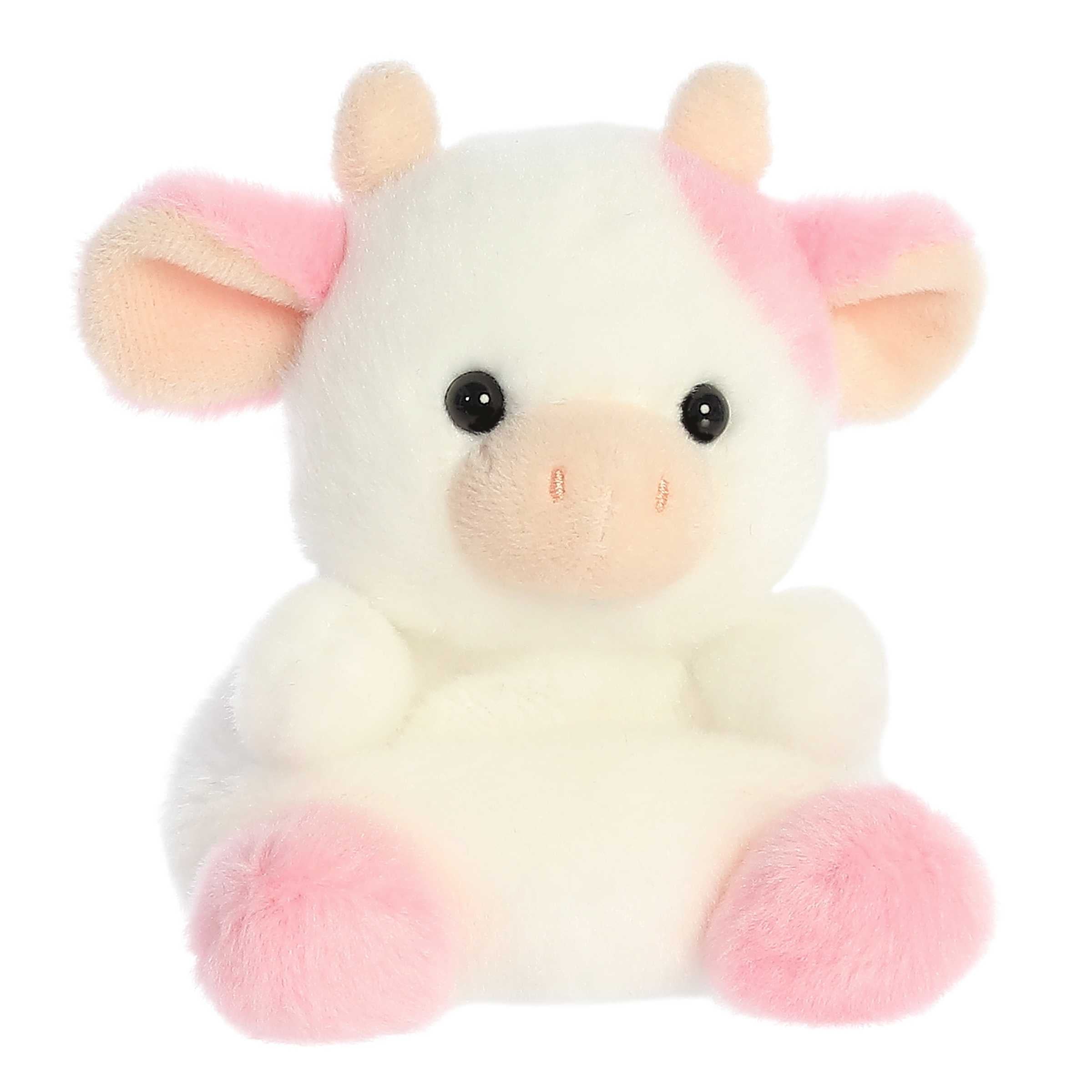 Aurora® Adorable Palm Pals™ Belle Strawberry Cow™ Stuffed Animal -  Pocket-Sized Fun - On-The-Go Play - Pink 5 Inches