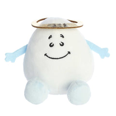 Cute egg plush with a white body and blue arms, wears a halo on its head, and a "Good Egg" expression written on its back