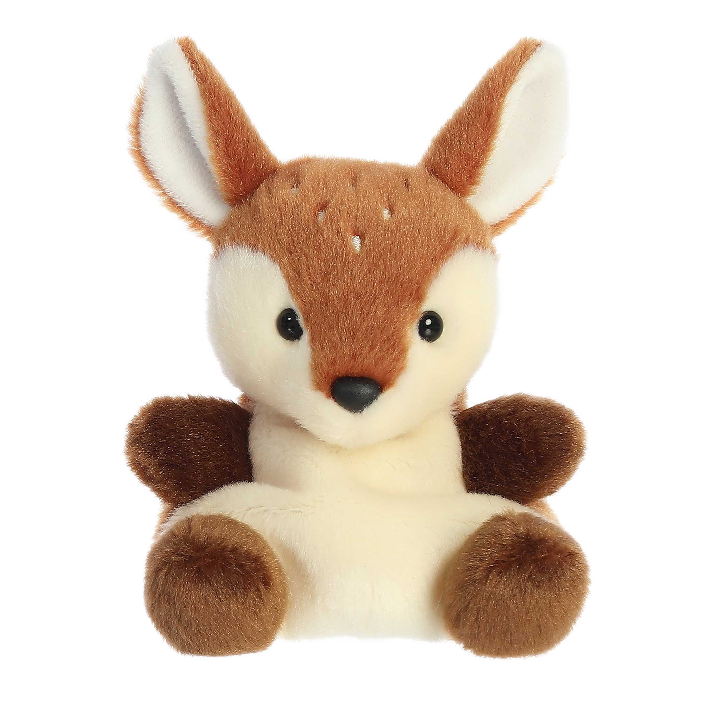 Dalia Fawn is a charming plush with soft, cream-colored fur that contrasts beautifully with her warm, brown spots!