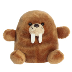 Waldo is a huggable plush with rich, cinnamon-brown fur, long, ivory tusks, and soulful eyes that tend to drift off.