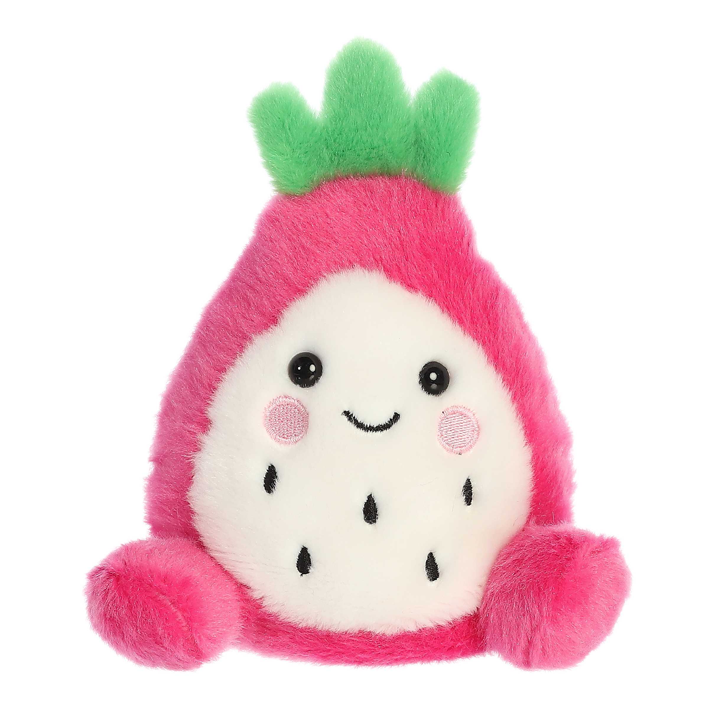 Rhys Dragonfruit is a vibrant plush with a striking pink and green crown, symbolizing the dragon fruit!