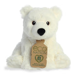 A lovable polar bear plush with a rich white coat, soft embroidered eyes, and an eco-nation tag around its neck