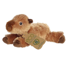 Eco Softie Capybara Plush, soft and endearing tan fur, with 'Eco Nation' tag, promoting a sustainable future.