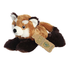 Eco Softie Red Panda Plush, with realistic red-orange coloring and fluffy tail, bearing an 'Eco Nation' tag.