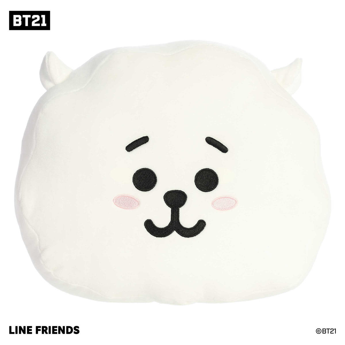RJ from BT21 with plush white fur, a sweet expression, representing a love for cooking and nurturing vibes.