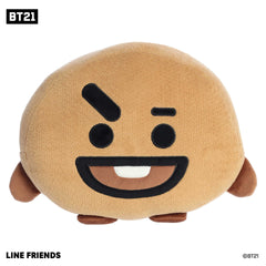 SHOOKY Large Plush in warm cookie brown, with a wide smile, representing BT21's playful prankster