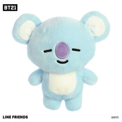 Serene light blue KOYA Plush by BT21, with white inner ears, purple nose, and a dreamy expression