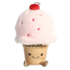 Pink cherry ice cream cone plush with "I cherrish you" inscription, from Aurora's delightful Just Sayin' collection.
