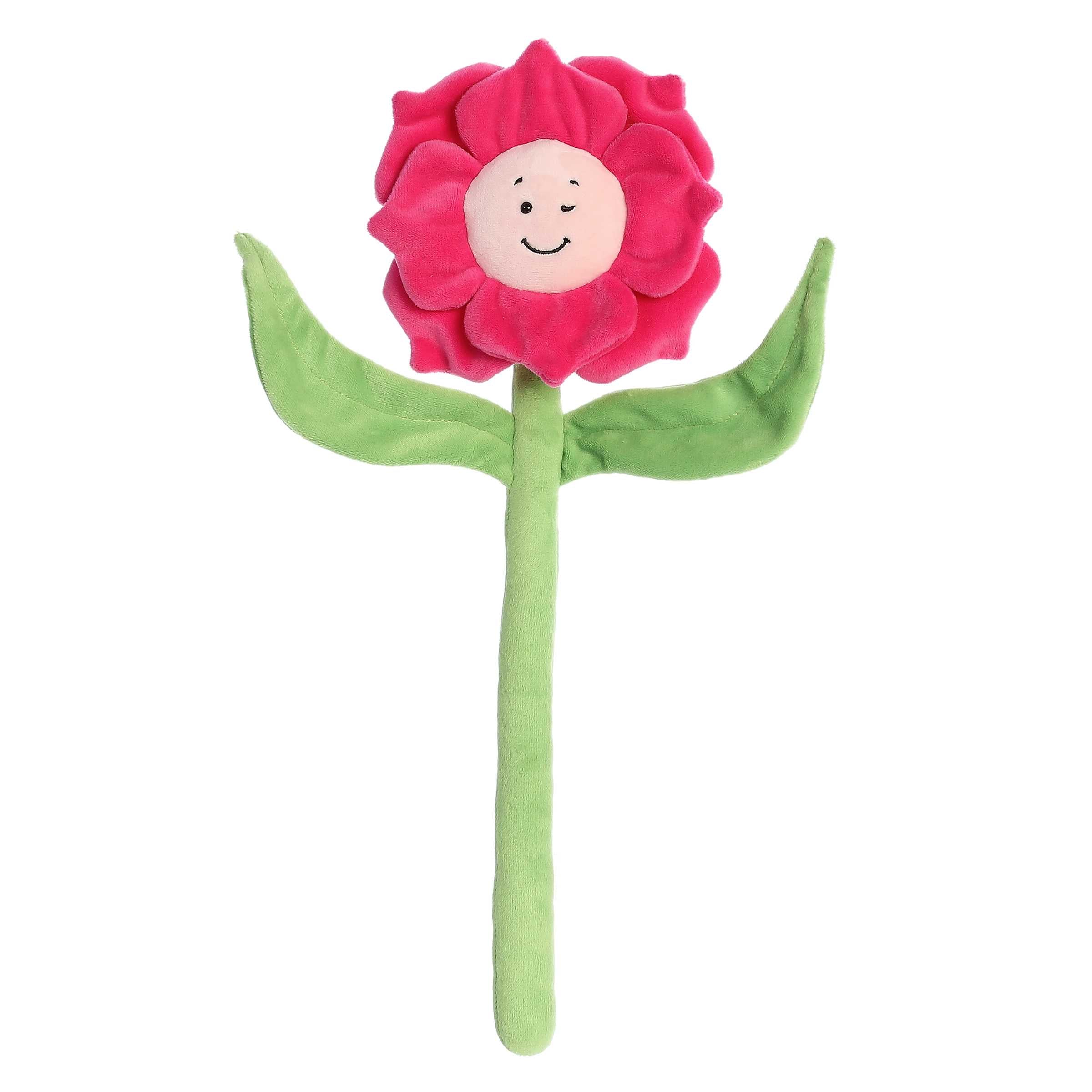 Red Poseez flower toy shaped like a posy with bendable stem, red petals, and a center featuring a playful smiling face.