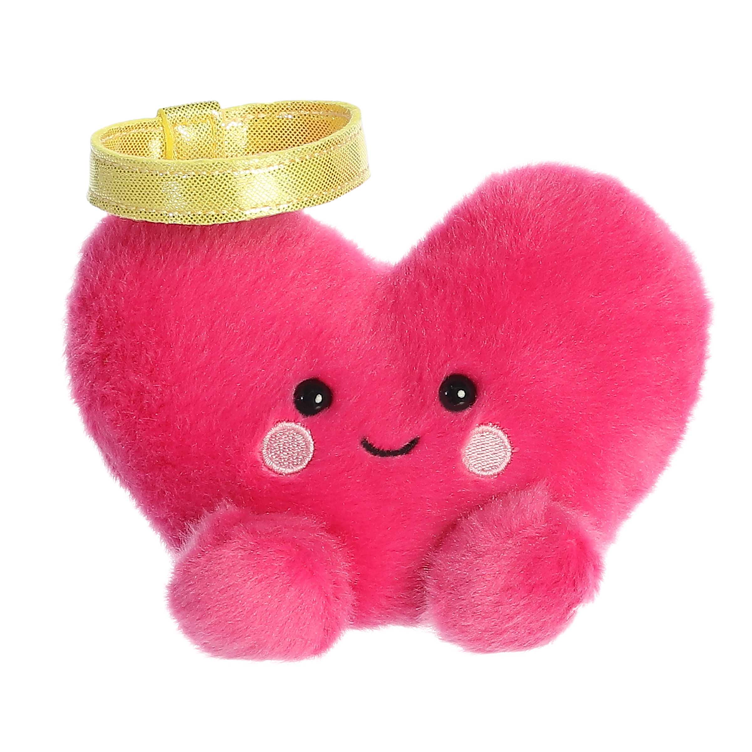 Heart plush from Palm Pals, Valentine's Day edition, with a blush body and gold halo, symbolizing love and grace.