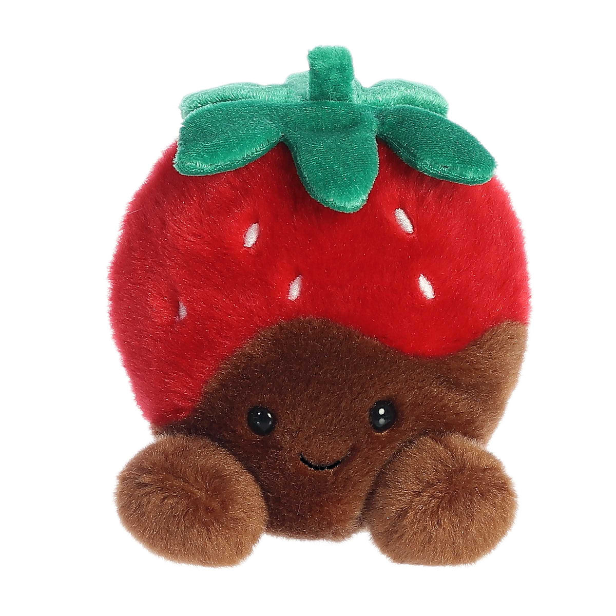 Strawberry plush from Palm Pals, capturing the essence of a strawberry dipped in rich chocolate with a charming smile.