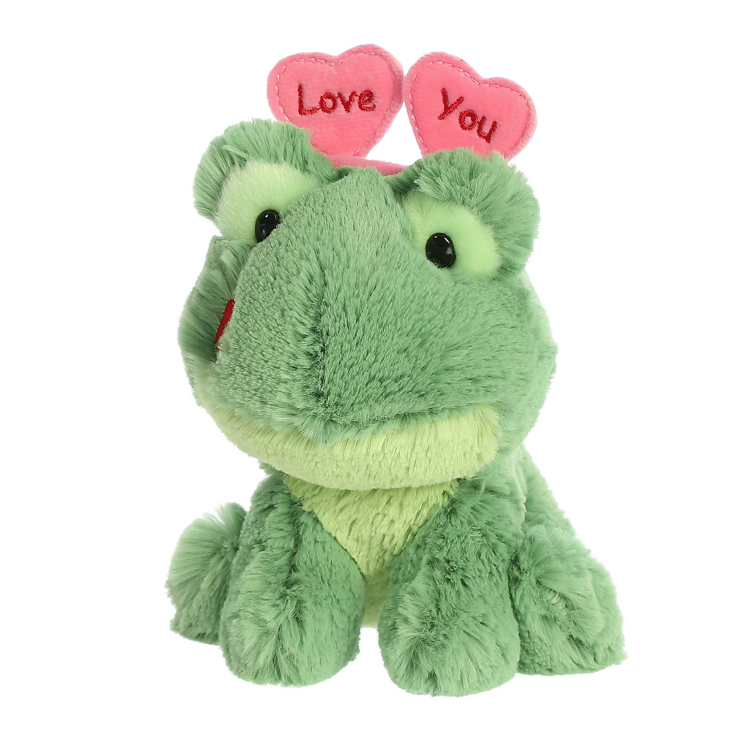 Aurora Small Green Love On The Mind 6 Love You Frog Heartwarming Stuffed Animal