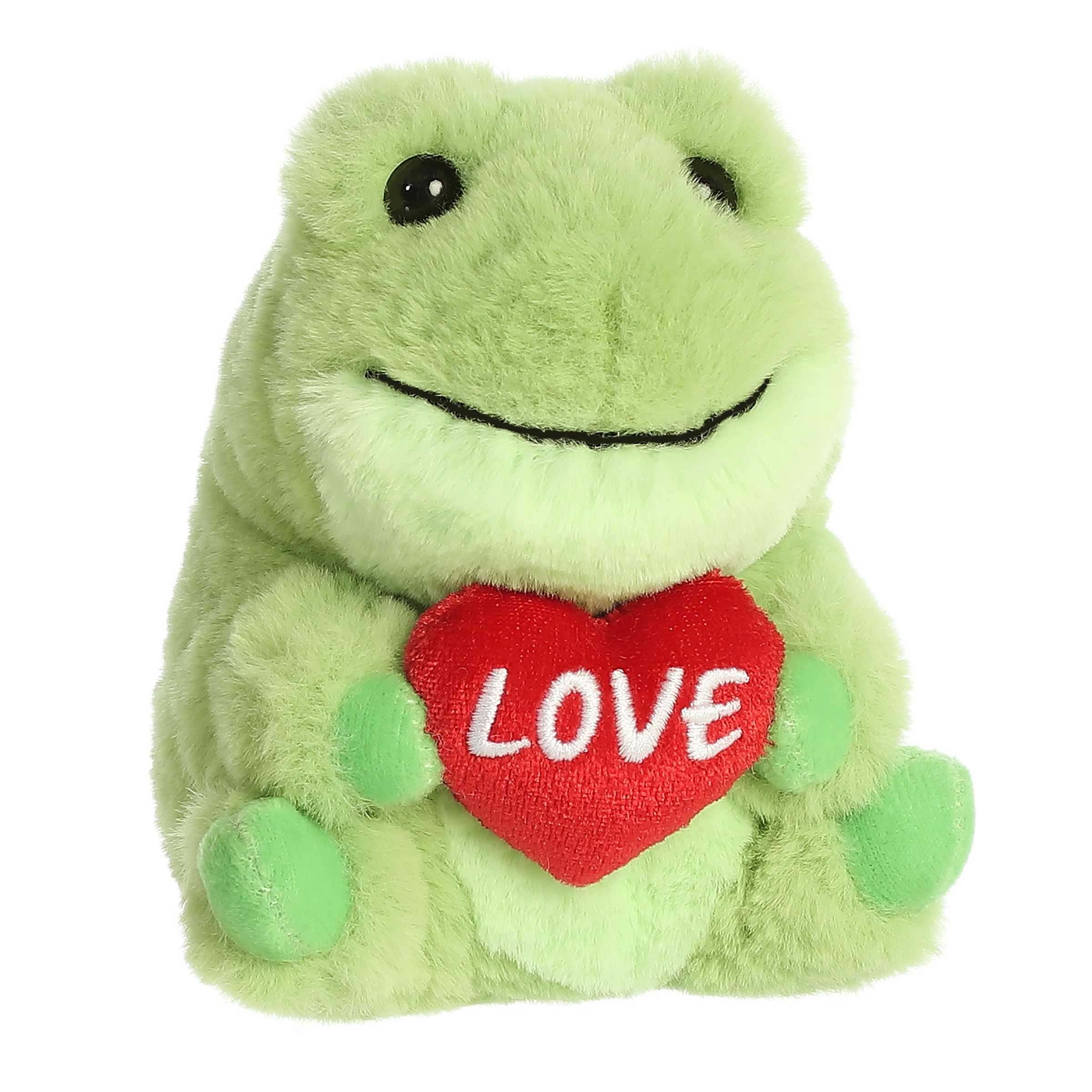 Aurora Mini Green Rolly Pet 5 Love Frog Round Stuffed Animal