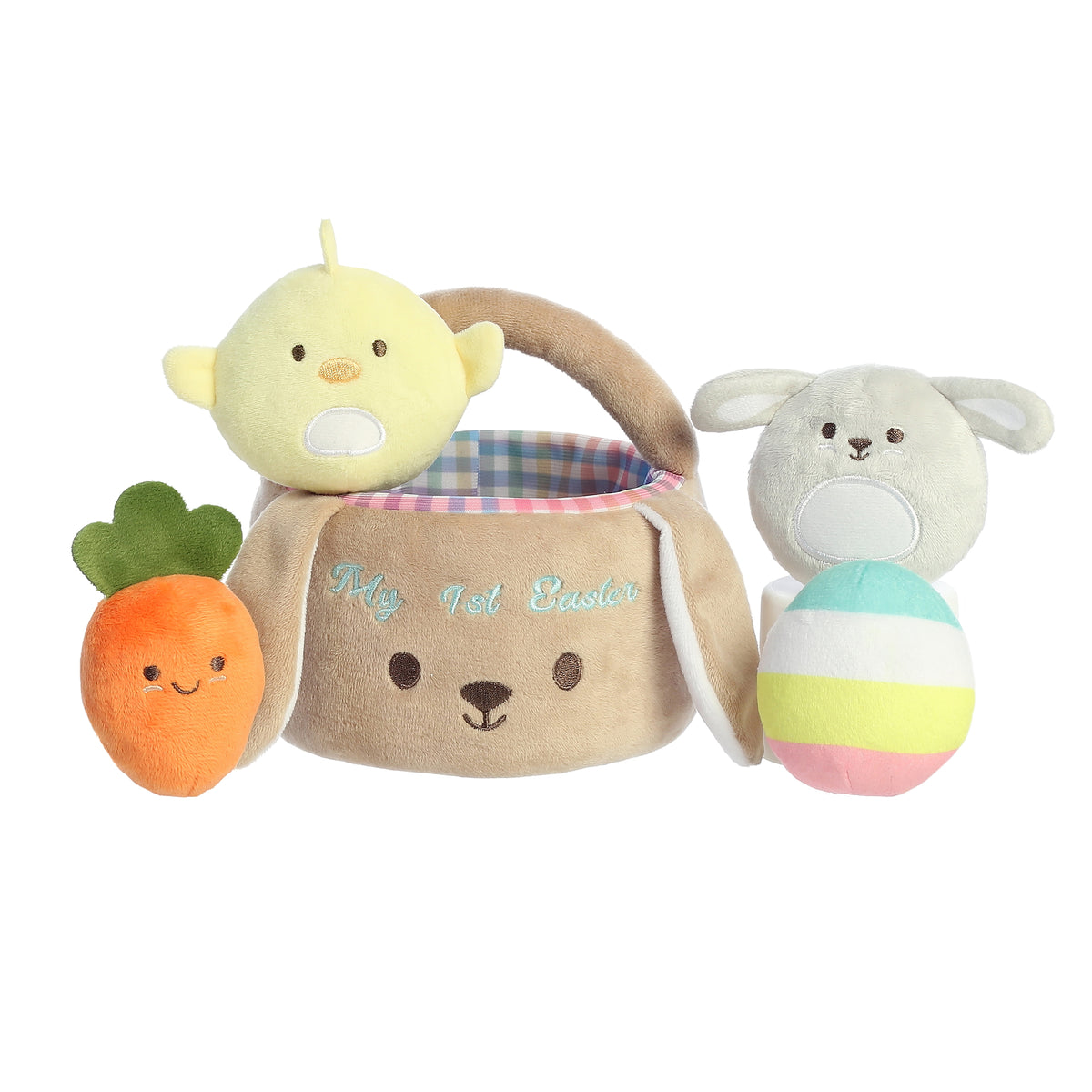 My 1st Easter Easter Basket from Aurora's Spring Collection, plush bear basket with toys, ideal for babies' first Easter.