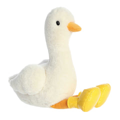 Gavin the Goose plush from Aurora's stuffed animal Spring Collection, snow-white with bright yellow beak and yellow boots