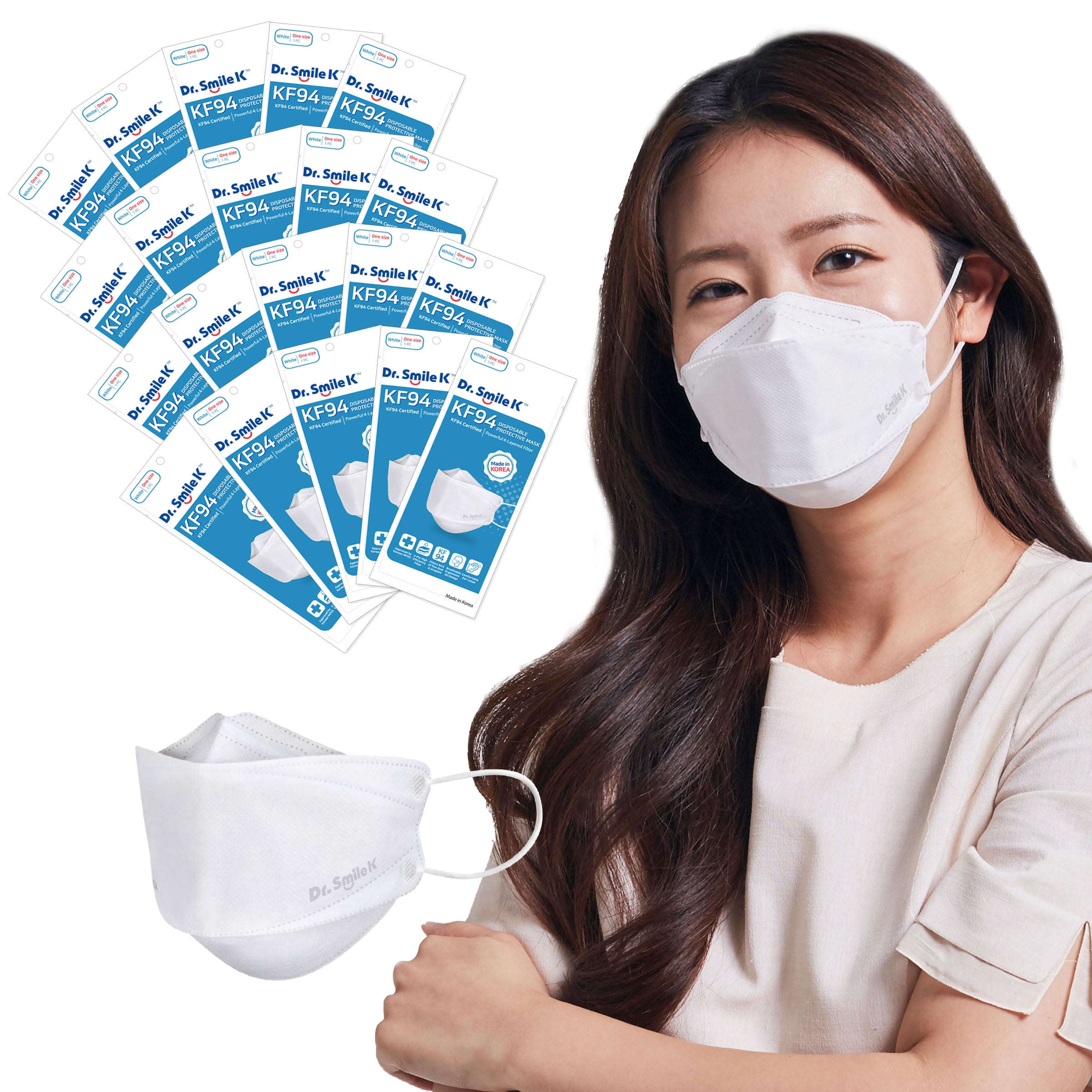 Aurora® - Face Mask - Kf94 Protective Mask (Type A Os) 10Pk- White