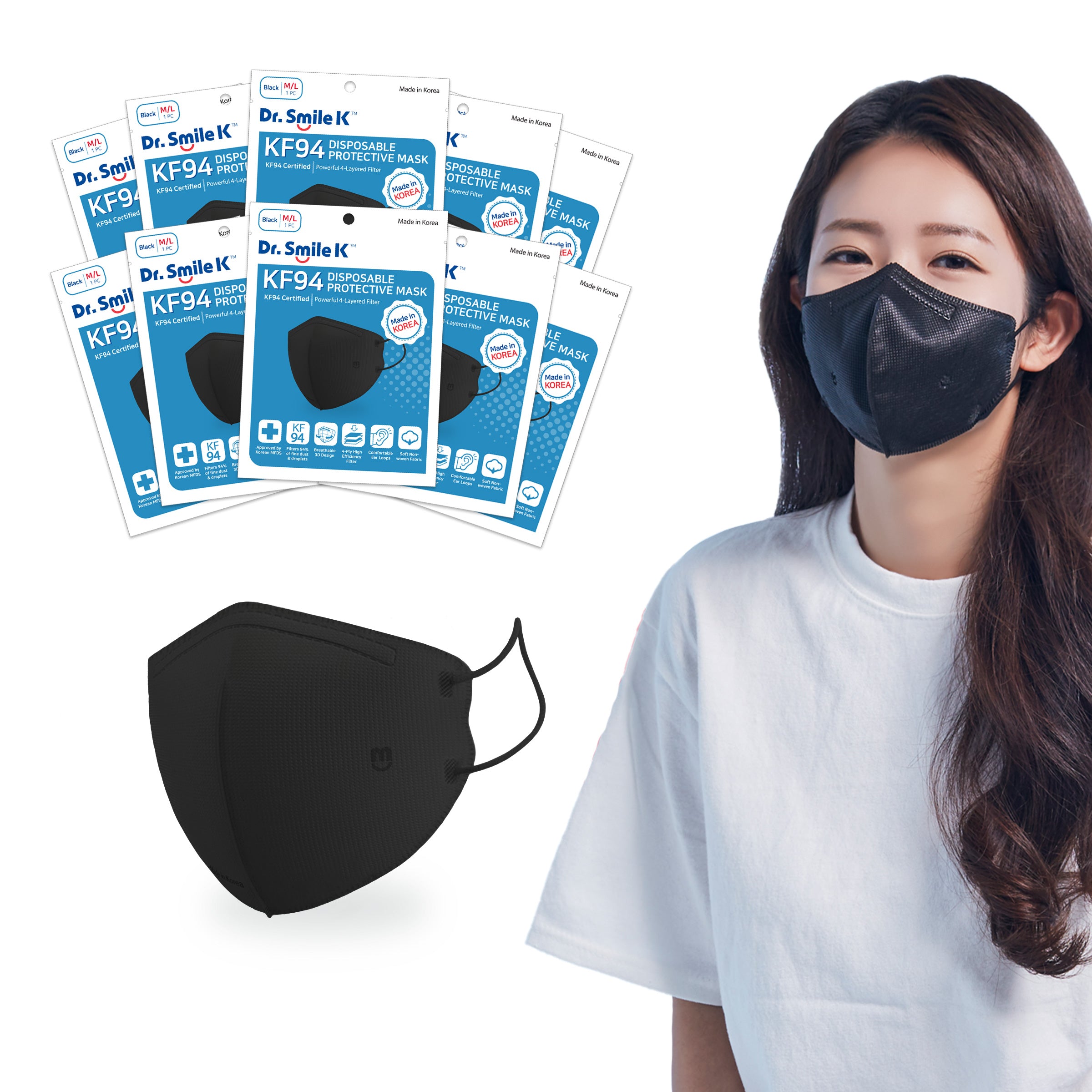 musiker Udvalg vedholdende Aurora - Dr. Smile K - KF94 Disposable Black Face Mask Packs – Aurora World